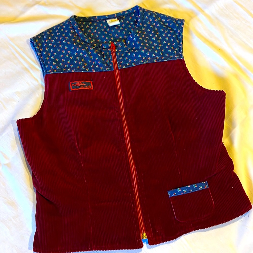 Vintage Corduroy/Calico Heart Vest